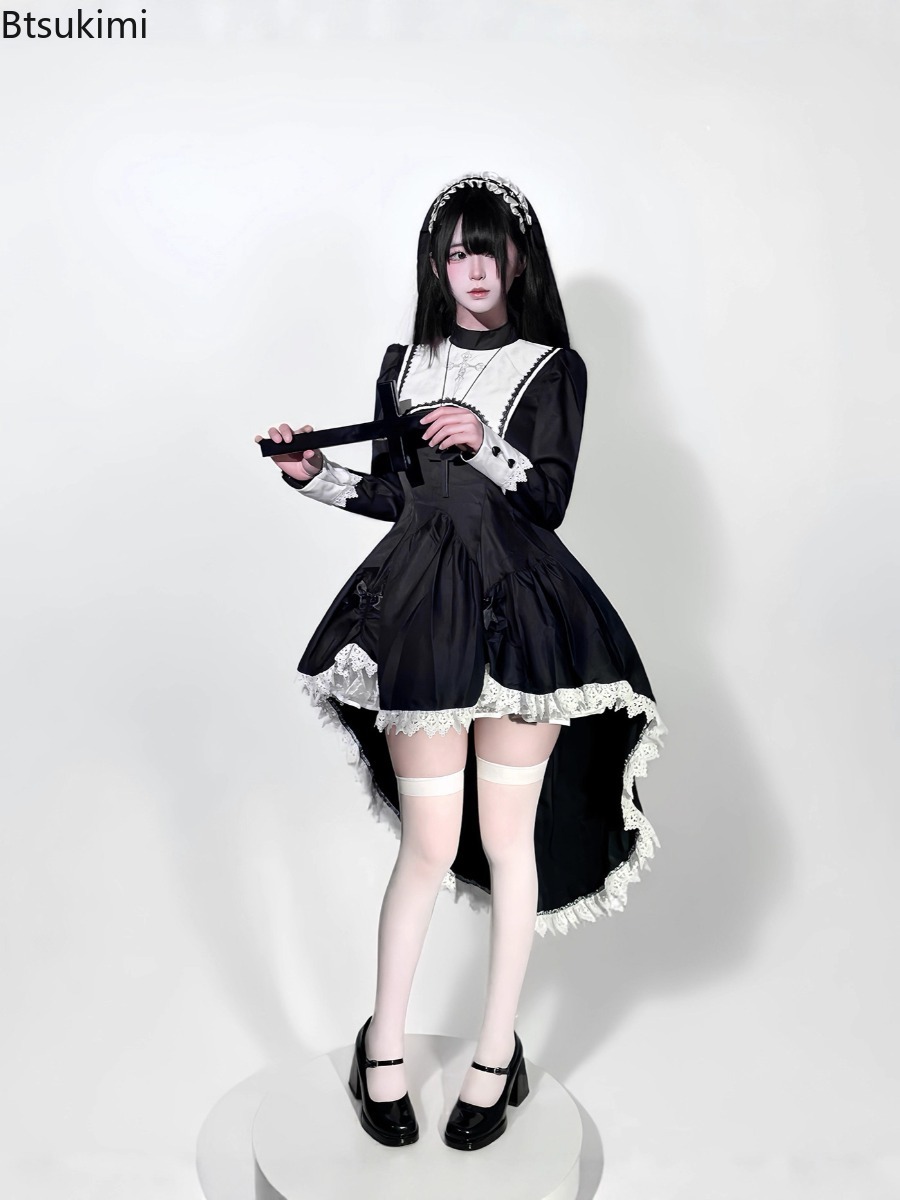 Black Gothic Nun Dress Anime C - Anime Cosplay Nun 评论和价格