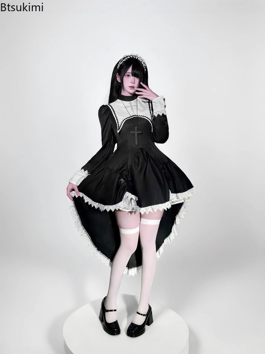 Black Gothic Nun Dress Anime C - Anime Cosplay Nun 评论和价格