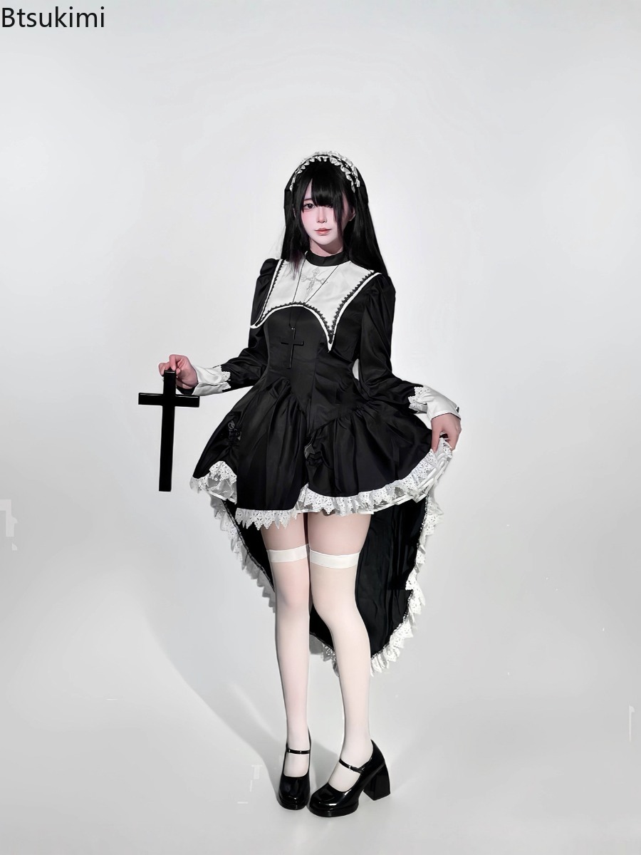 Black Gothic Nun Dress Anime C - Anime Cosplay Nun 评论和价格
