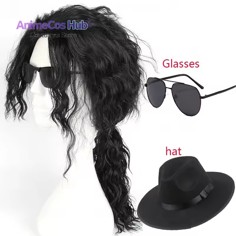 Anime Michael Jackson Cosplay  - Anime Cosplay Long Black Hair 评论和价格