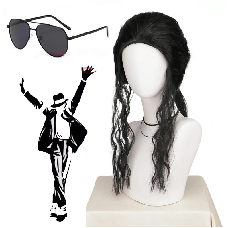 Michael Jackson Cosplay Wig Or - Anime Cosplay Long Black Hair 评论和价格