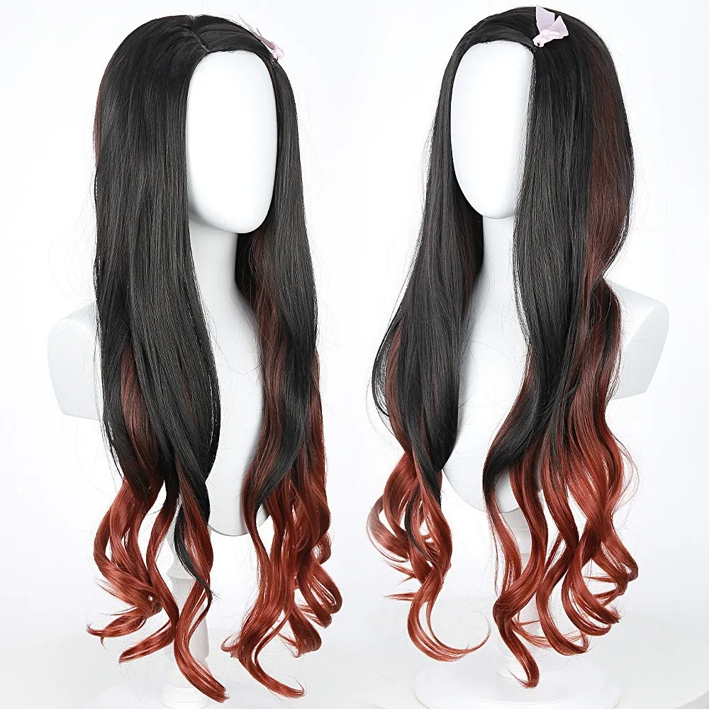 Black Dark Red Gradient Color  - Anime Cosplay Long Black Hair 评论和价格